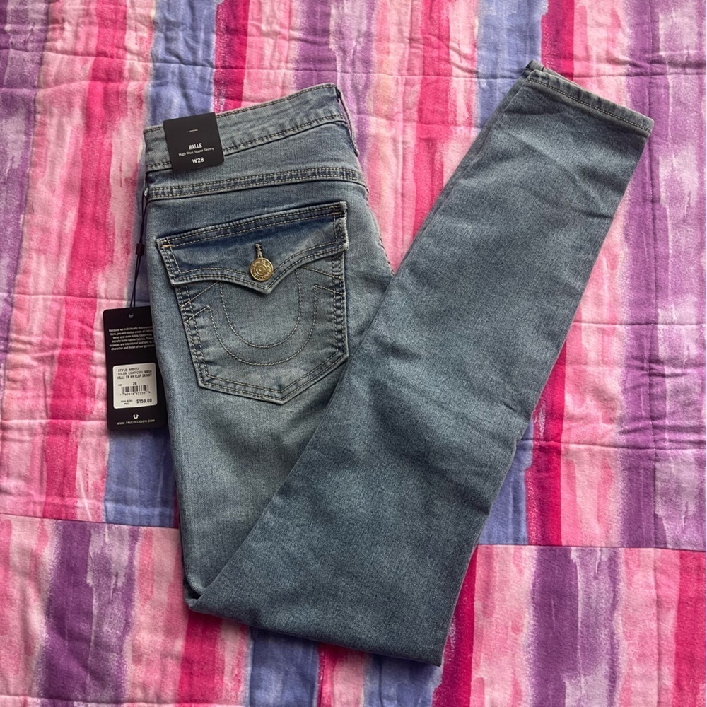 True Religion Light Blue Halle Denim Jeans size 28 new with tags